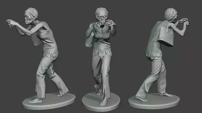 Casual Zombie Female CZ1 0001 3D print model