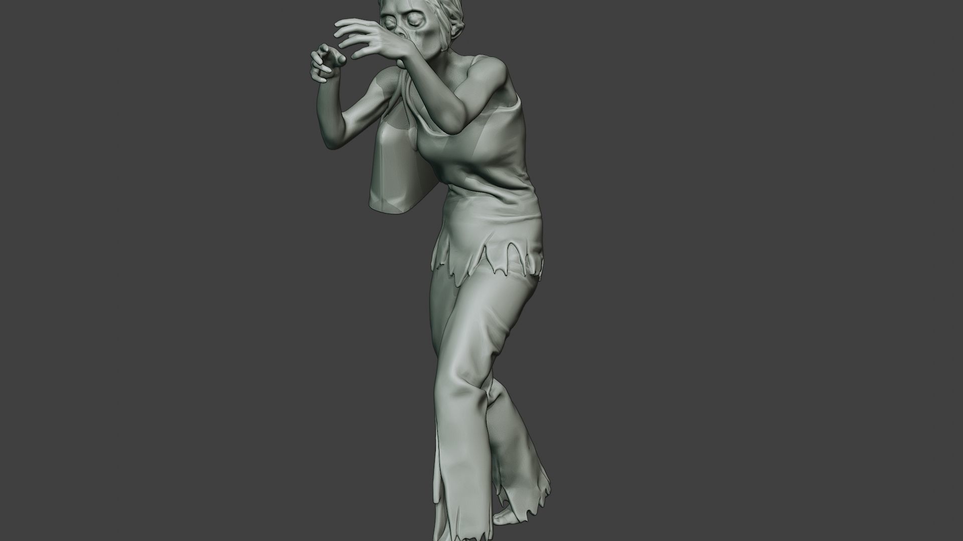 Casual Zombie Female CZ1 0001 3D print model_27