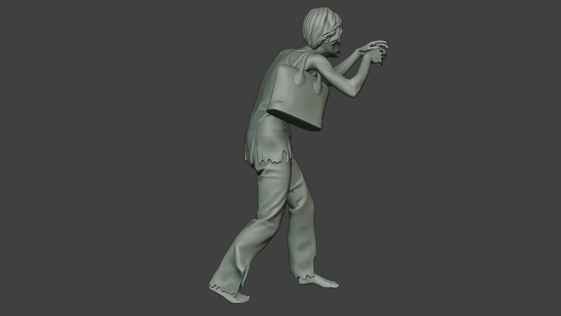 Casual Zombie Female CZ1 0001 3D print model_31