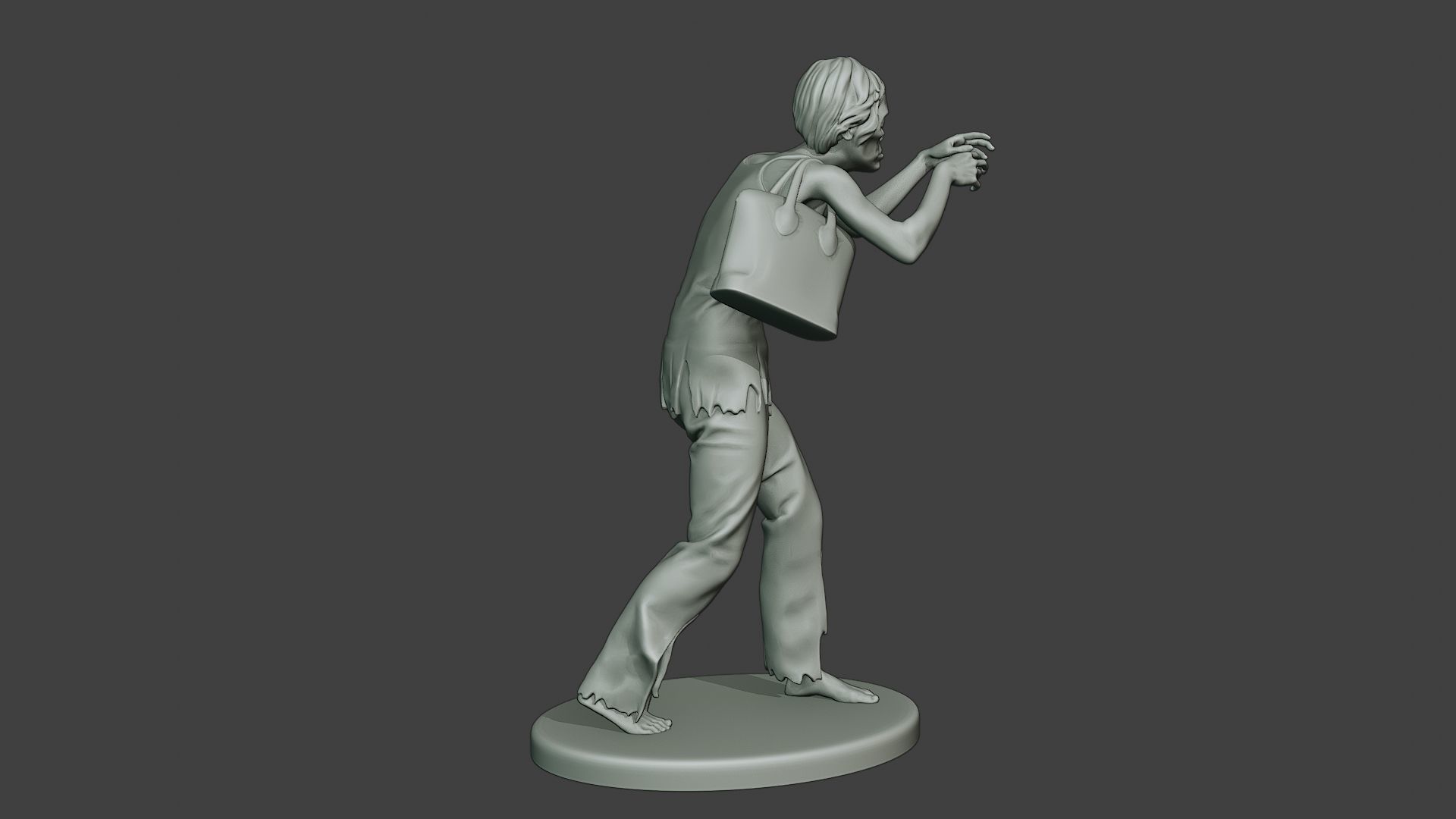 Casual Zombie Female CZ1 0001 3D print model_8