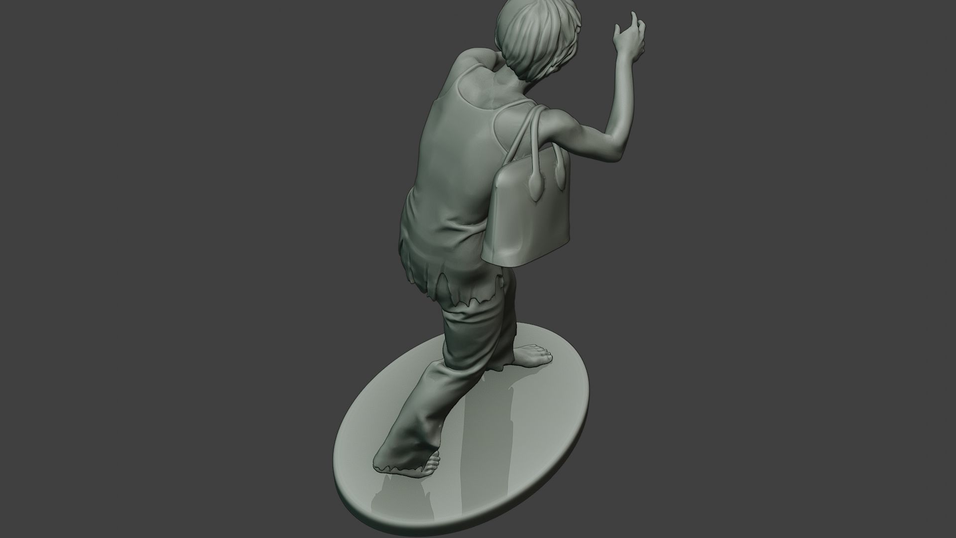Casual Zombie Female CZ1 0001 3D print model_22