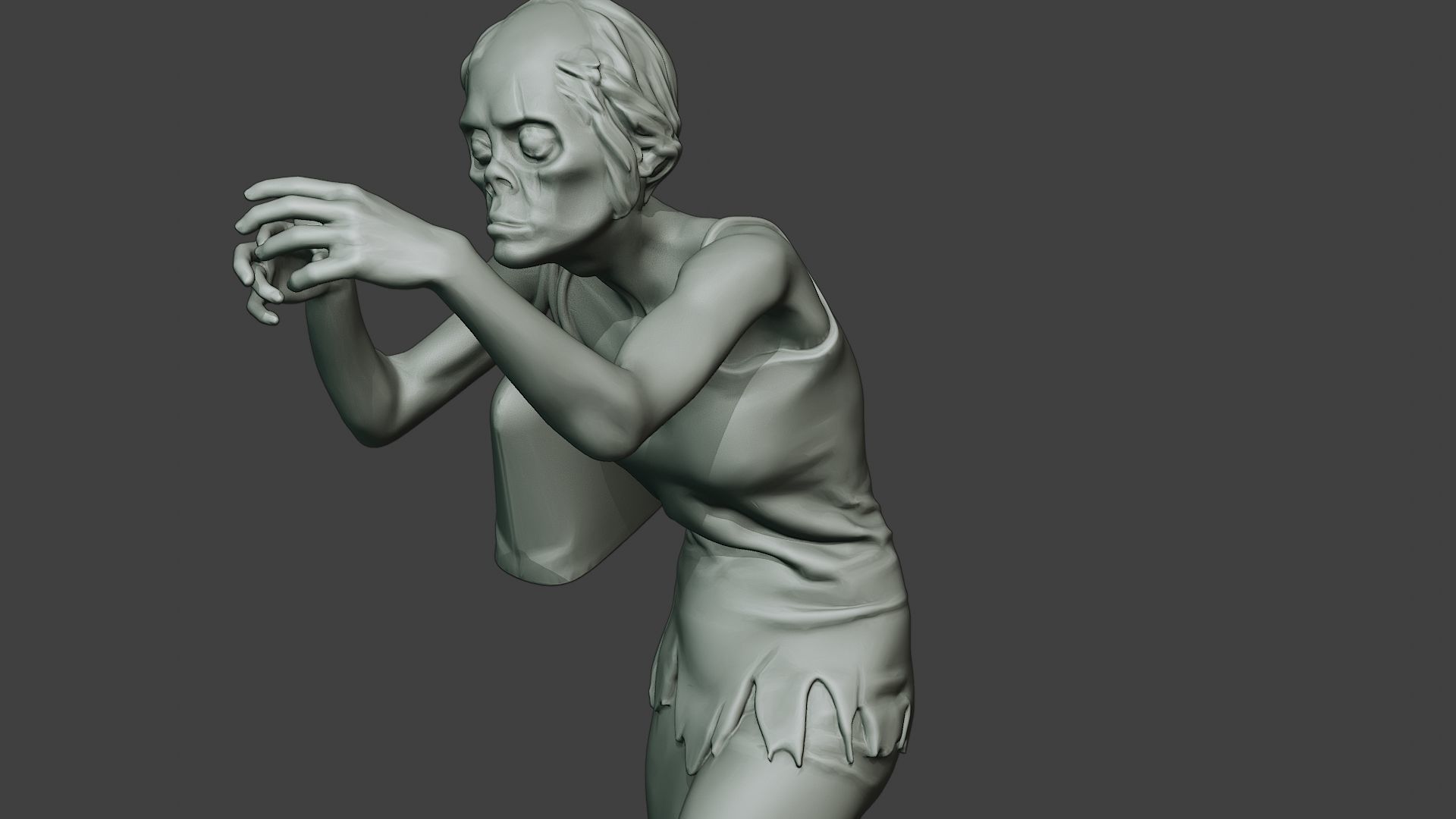 Casual Zombie Female CZ1 0001 3D print model_18