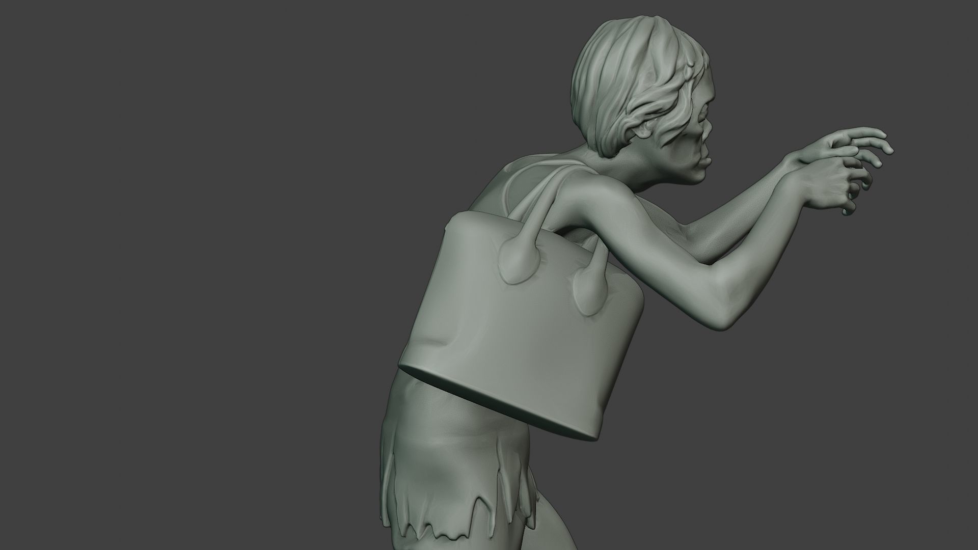 Casual Zombie Female CZ1 0001 3D print model_20