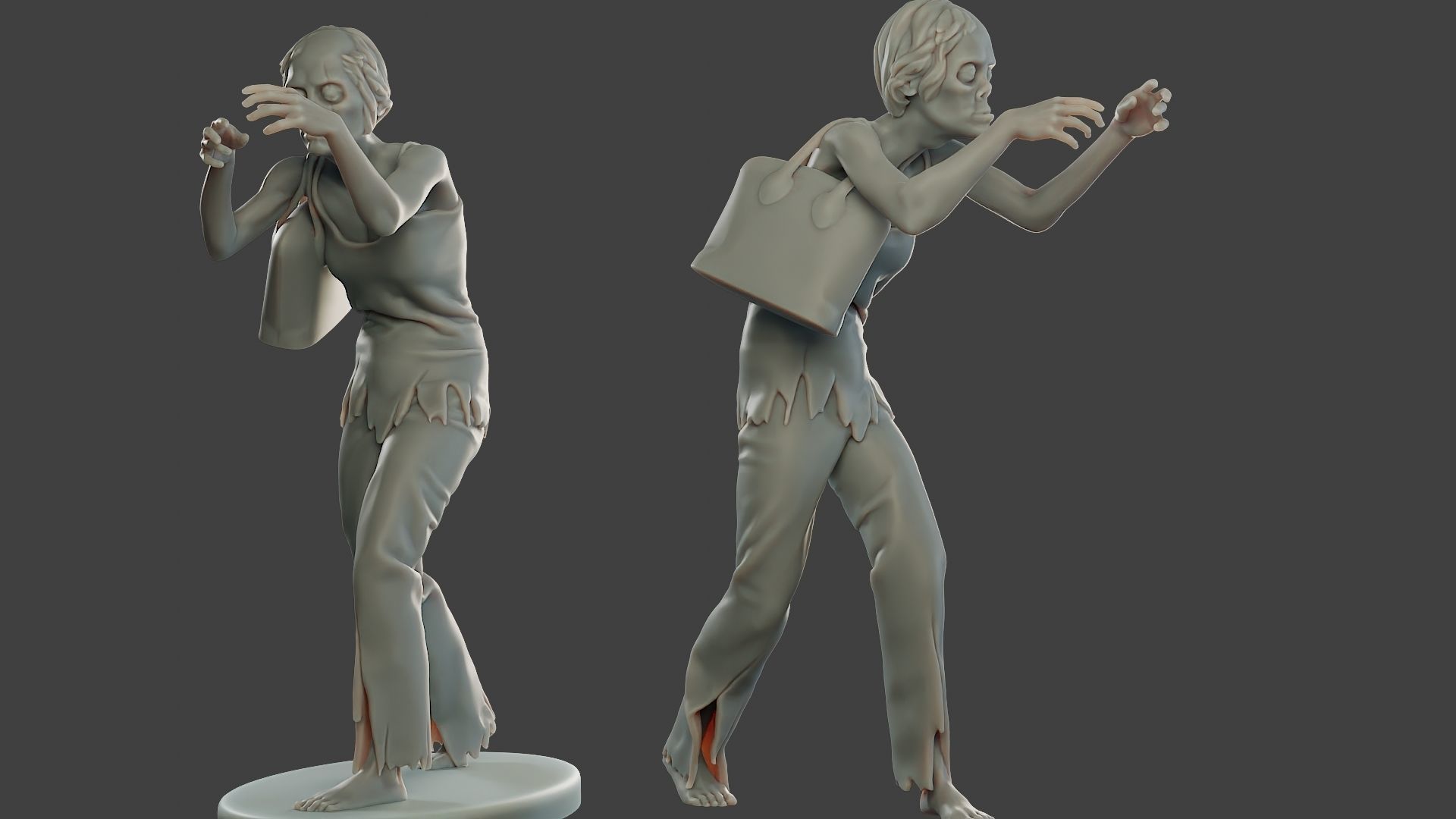 Casual Zombie Female CZ1 0001 3D print model_1