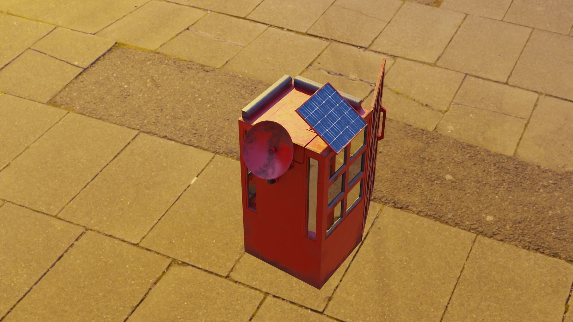 Telephone Booth 3D model and Rigged 3D model_4