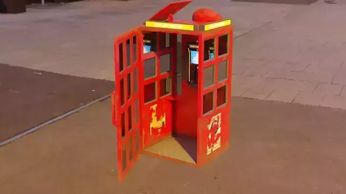 Telephone Booth 3D model and Rigged 3D model