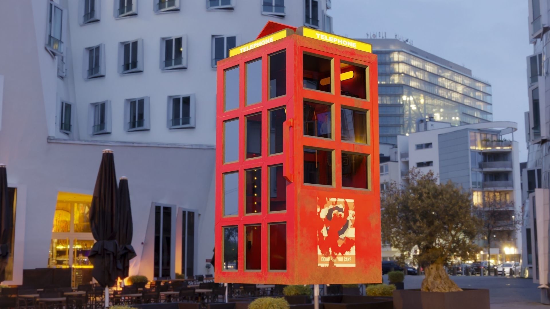 Telephone Booth 3D model and Rigged 3D model_5