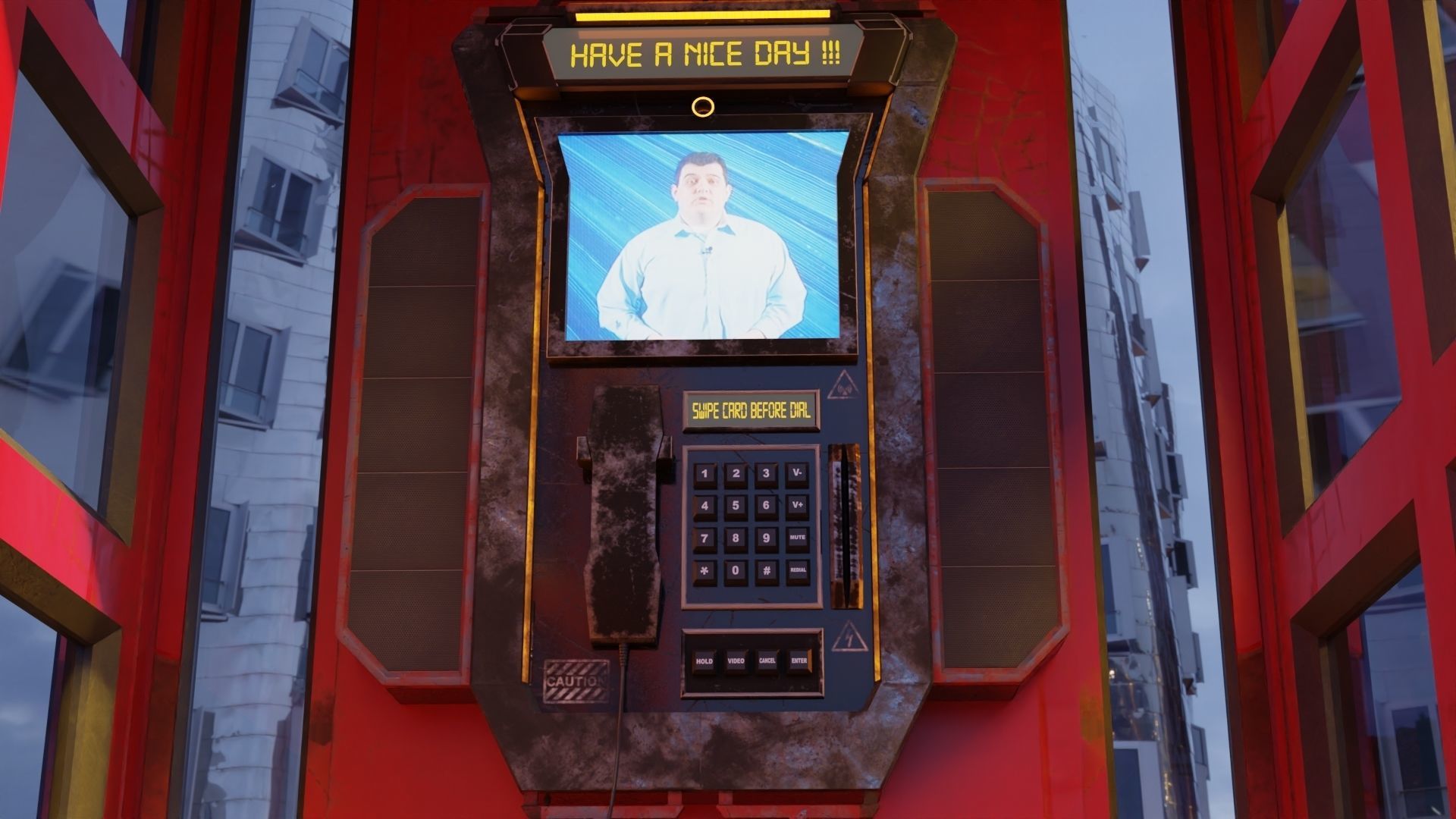 Telephone Booth 3D model and Rigged 3D model_1