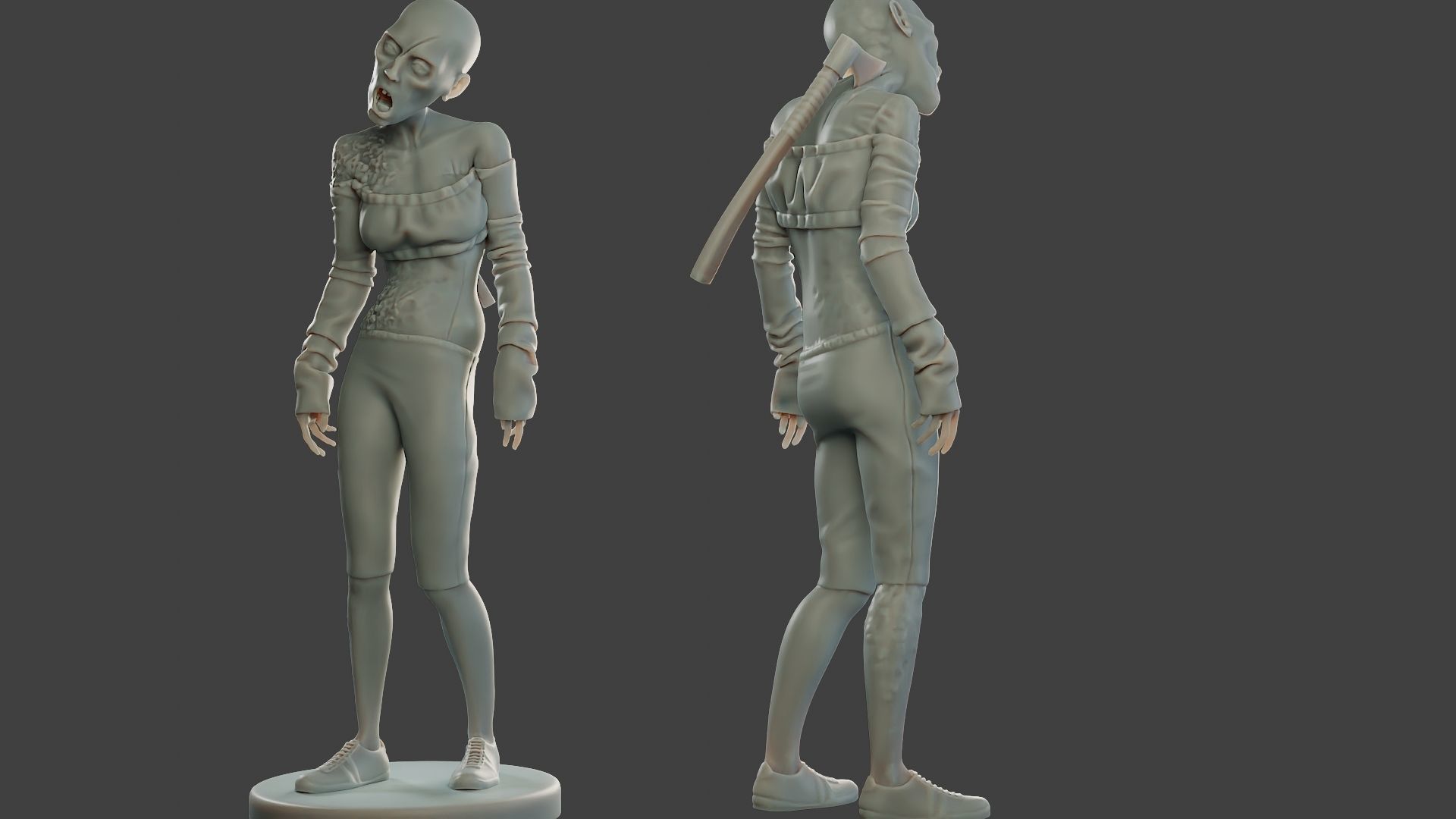 Casual Zombie Female CZ1 0002 3D print model_1