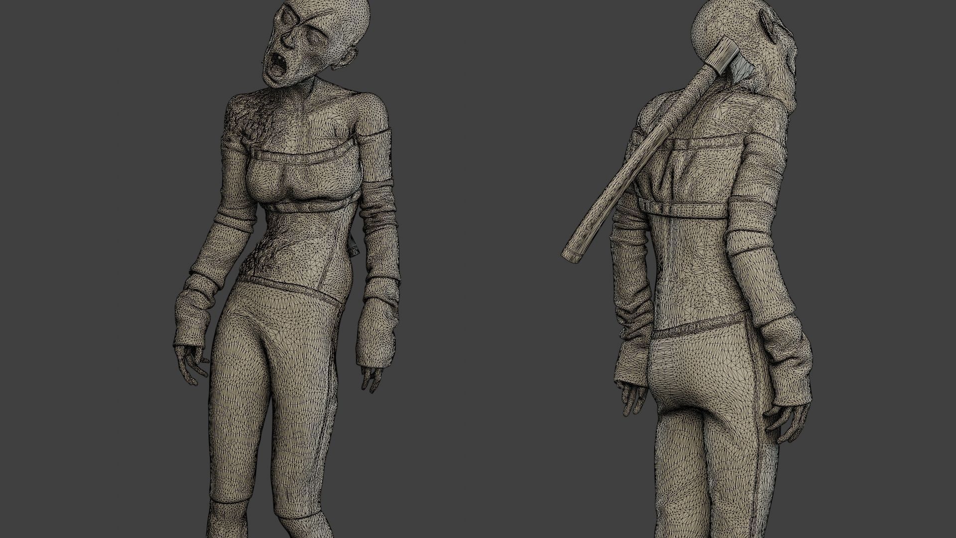 Casual Zombie Female CZ1 0002 3D print model_12