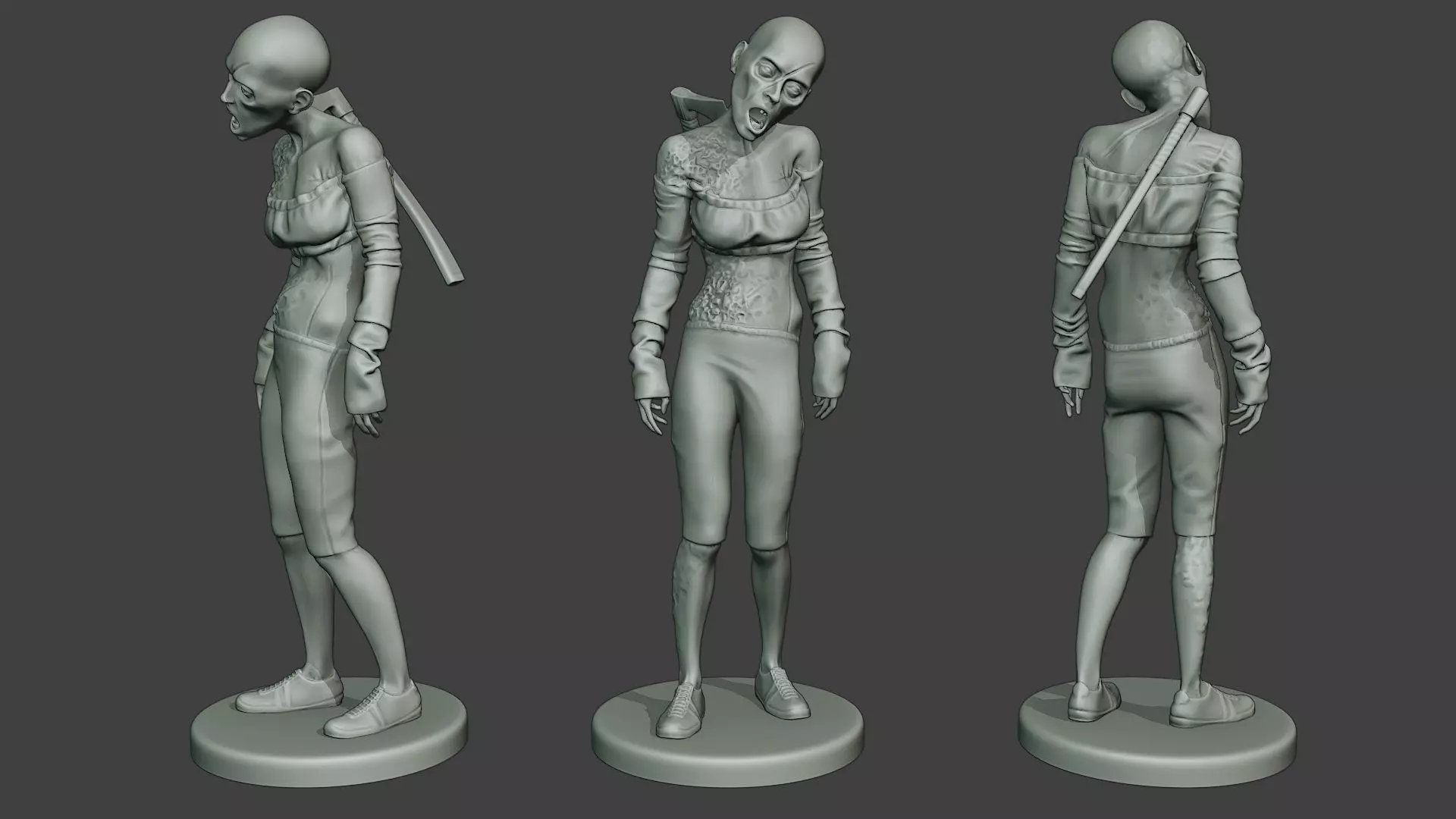 Casual Zombie Female CZ1 0002 3D print model_0