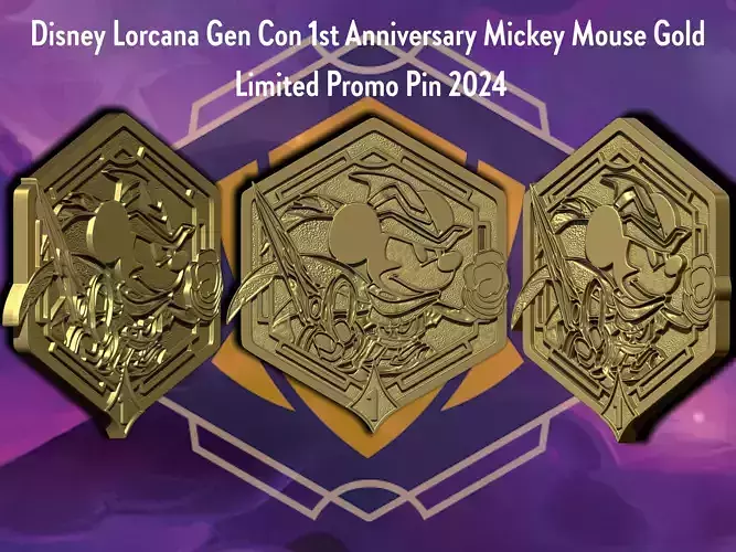 Disney Lorcana Gen Con Mickey Mouse Gold Promo Pin 2024 3D print model