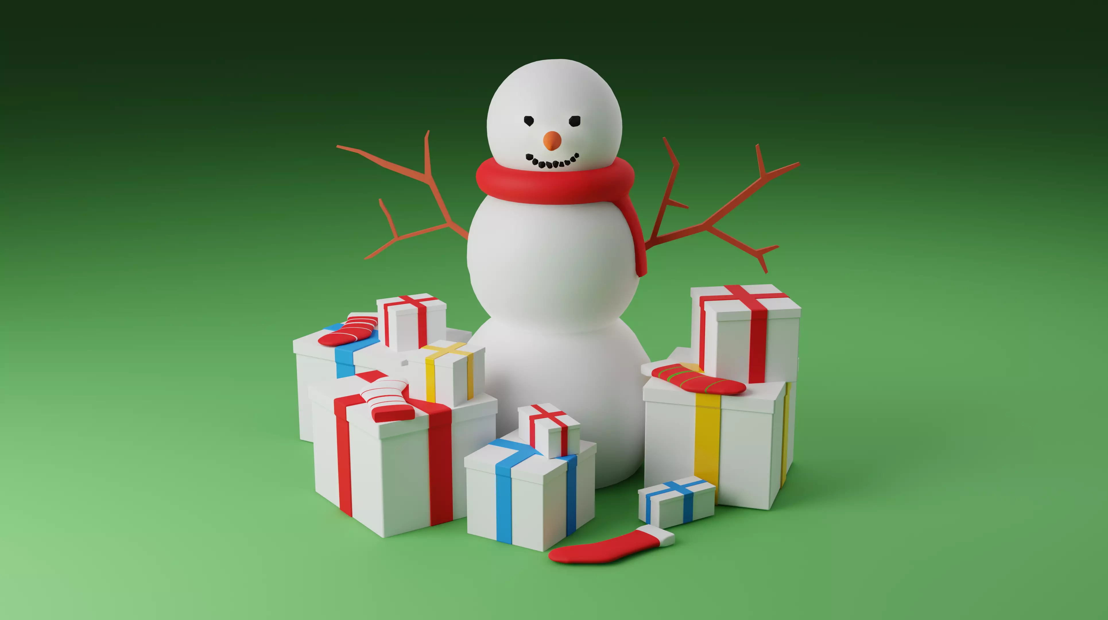 Christmas and New Year Set Low-Poly 3D Model Free low-poly 3D model