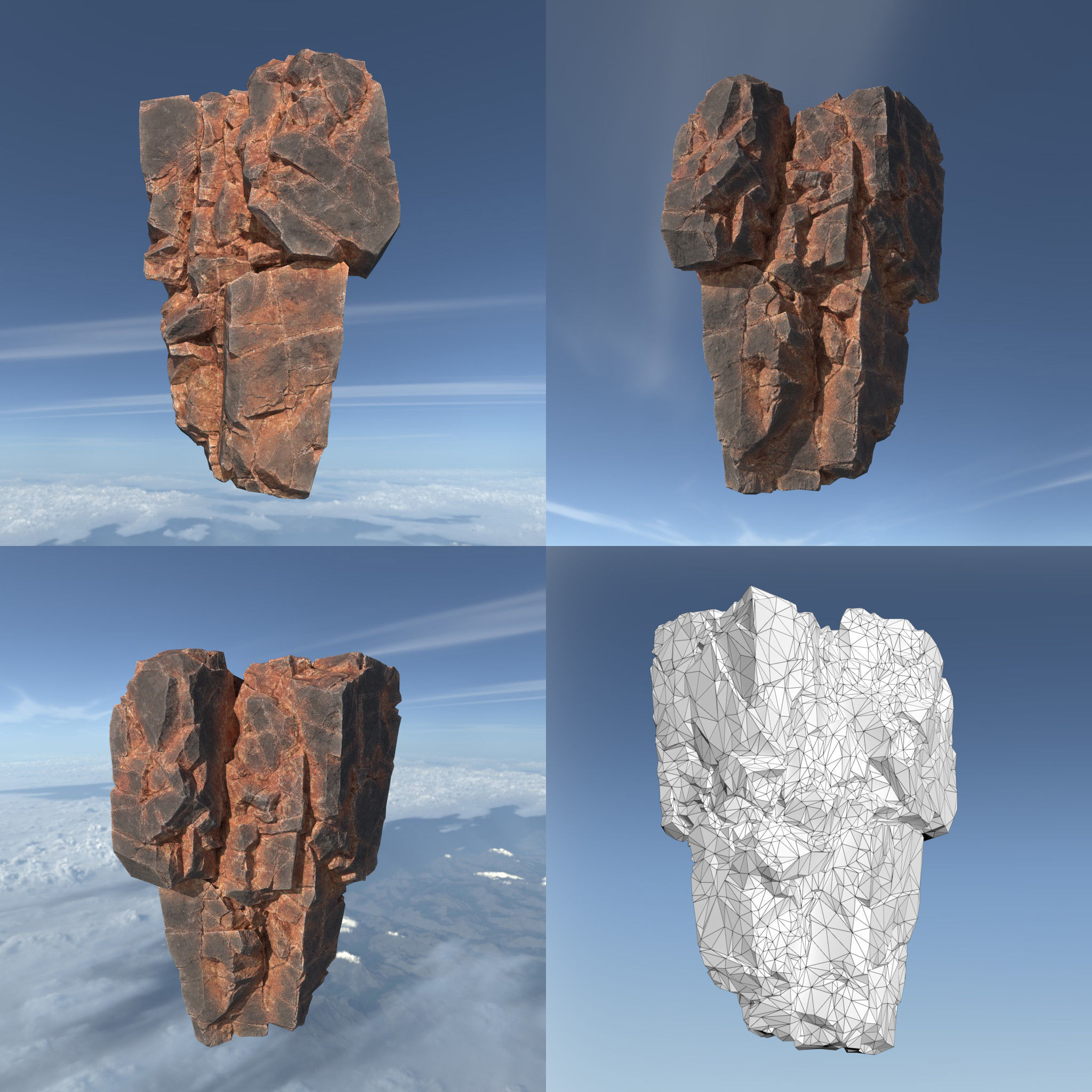 Low poly Desert Floating Island Rock Pack 211205 Low-poly 3D model_18