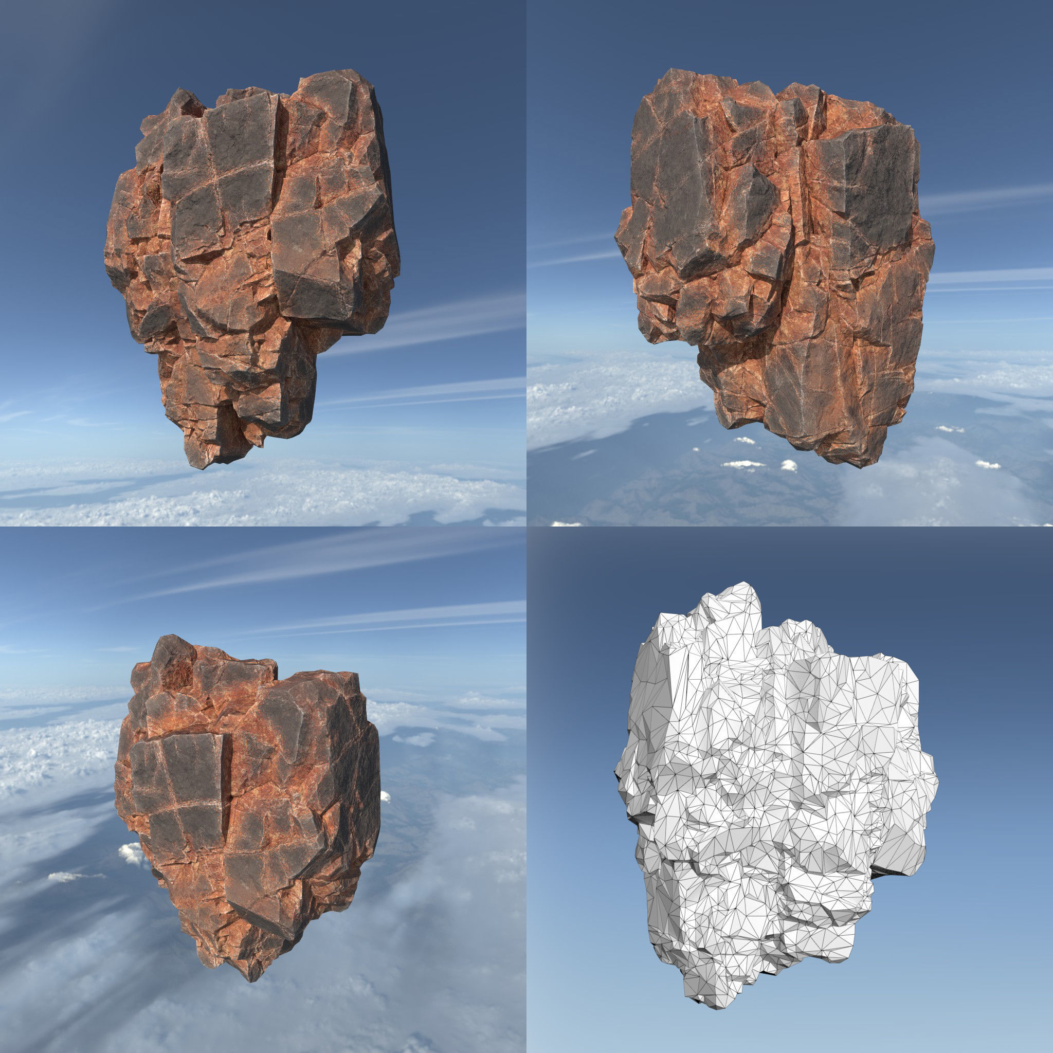 Low poly Desert Floating Island Rock Pack 211205 Low-poly 3D model_10