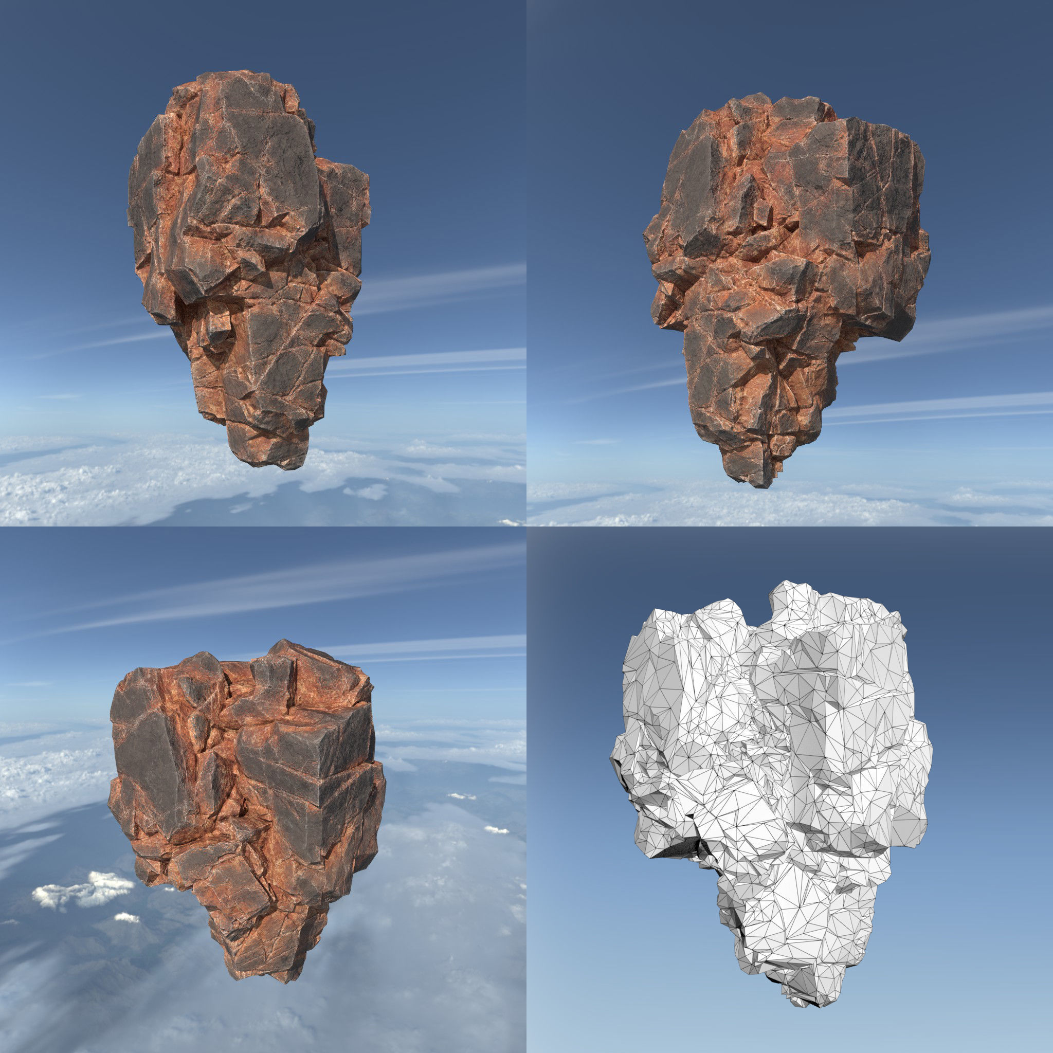 Low poly Desert Floating Island Rock Pack 211205 Low-poly 3D model_12