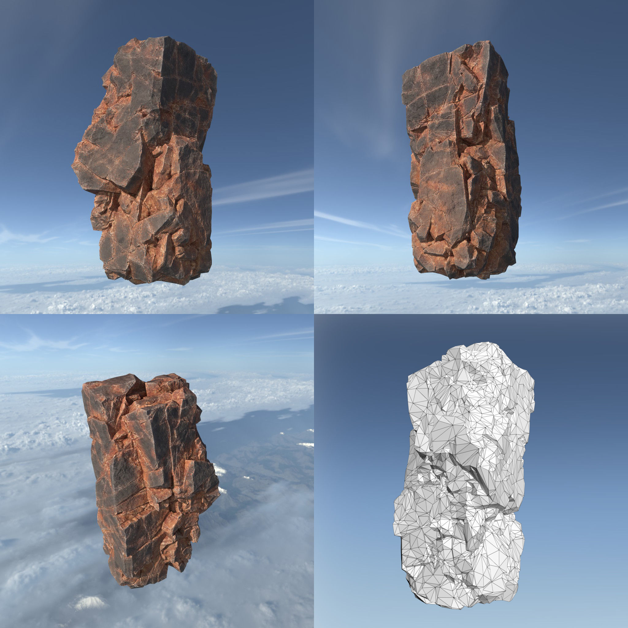 Low poly Desert Floating Island Rock Pack 211205 Low-poly 3D model_16