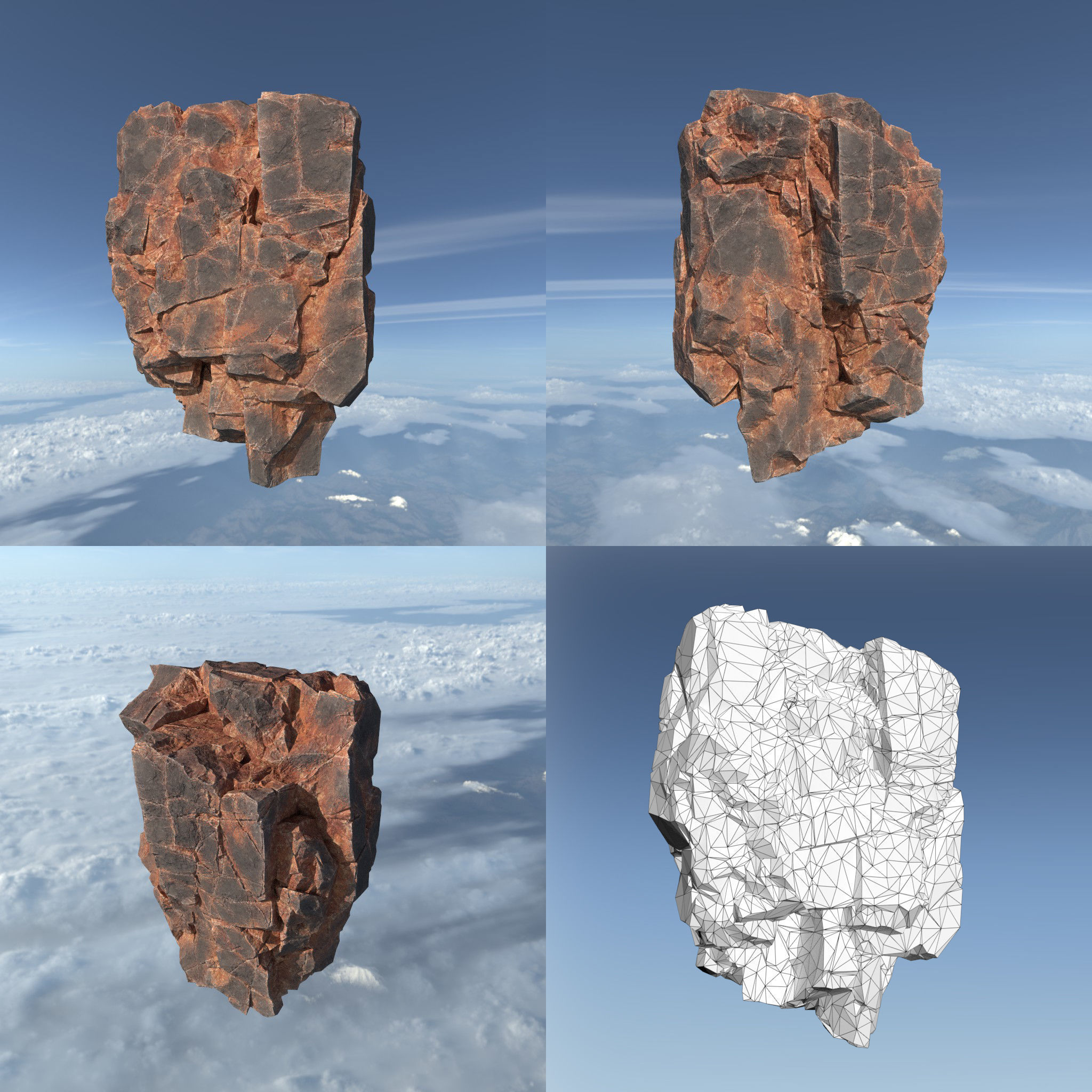 Low poly Desert Floating Island Rock Pack 211205 Low-poly 3D model_20