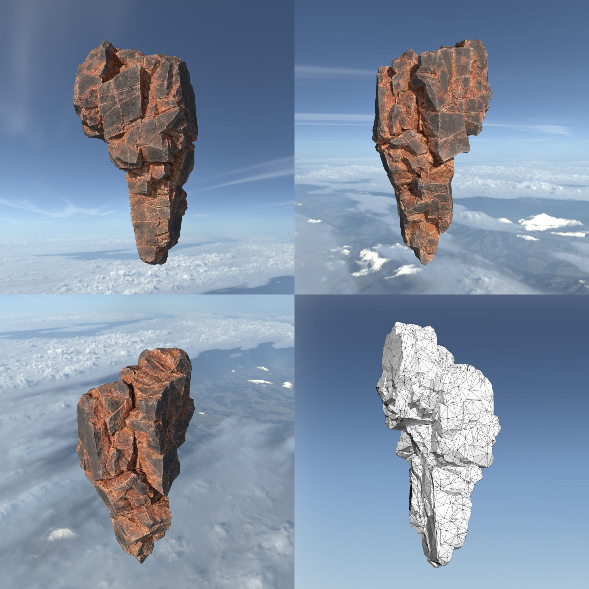 Low poly Desert Floating Island Rock Pack 211205 Low-poly 3D model_14