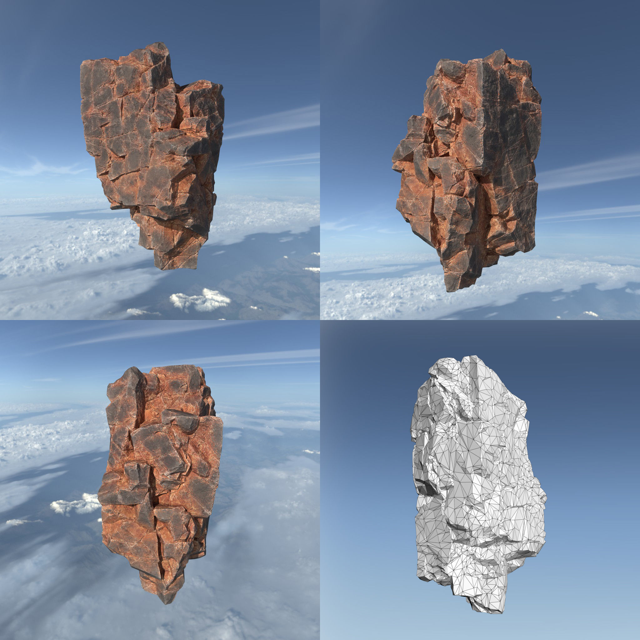 Low poly Desert Floating Island Rock Pack 211205 Low-poly 3D model_2