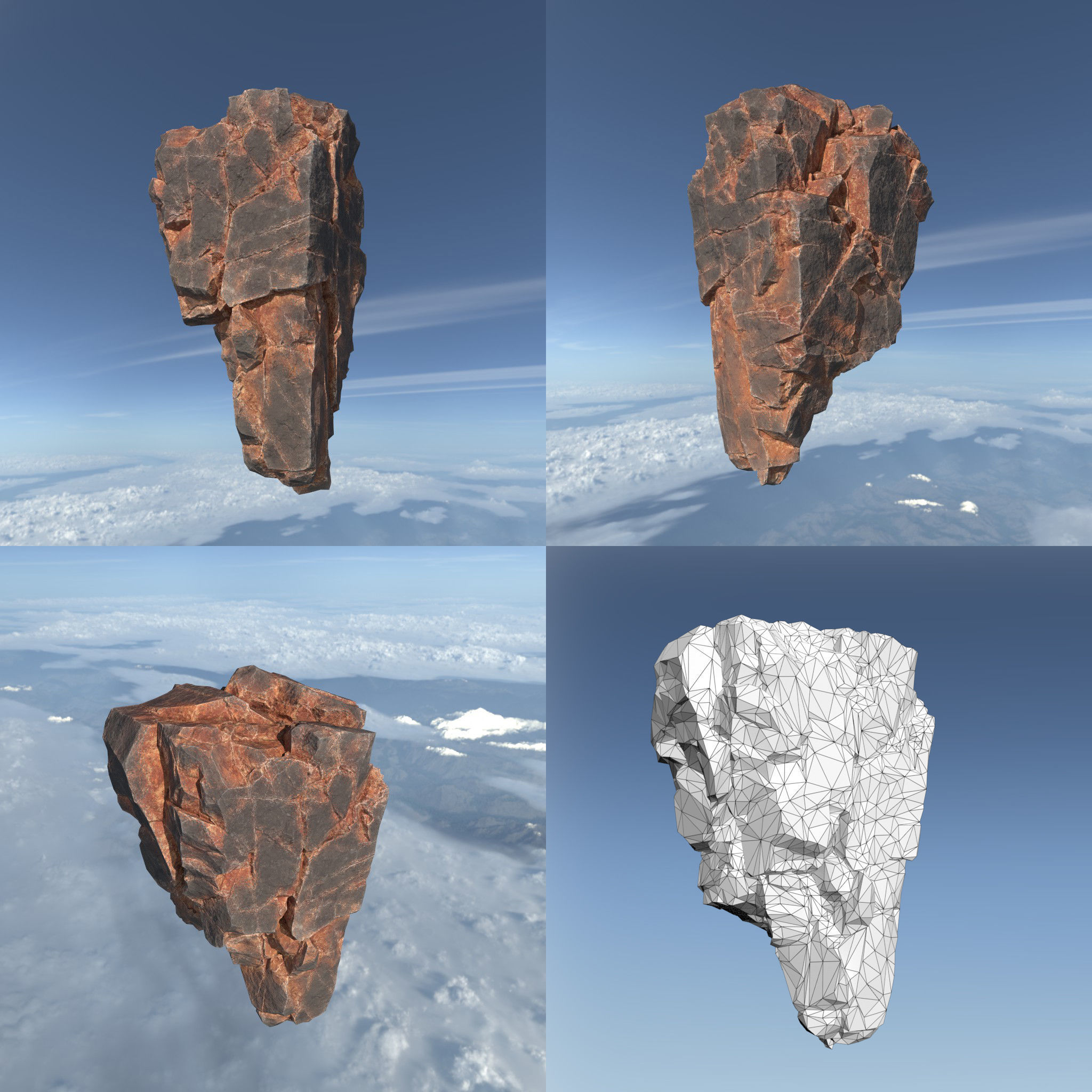 Low poly Desert Floating Island Rock Pack 211205 Low-poly 3D model_4
