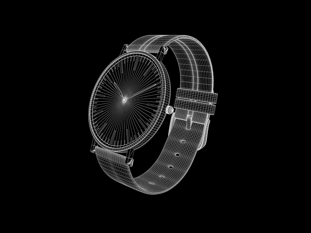 Wrist watch 3D model - White Low-poly 3D model_1