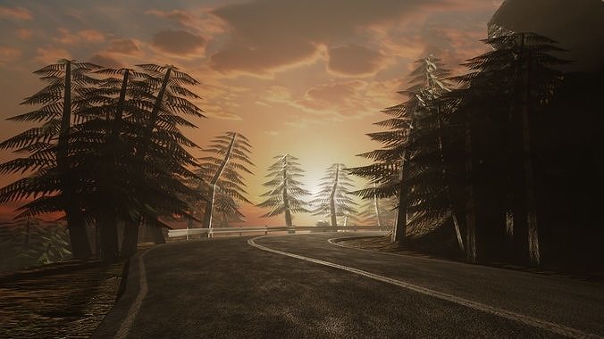 Mountainous Road Free 3D Environment Free low-poly 3D model