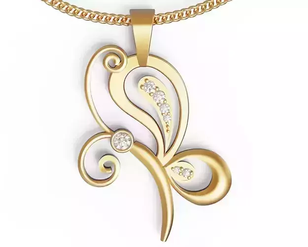 Butterfly pendant jewelry gold silver