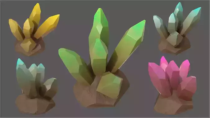 Low-poly Stylized Crystal Geode - 4 color schemes