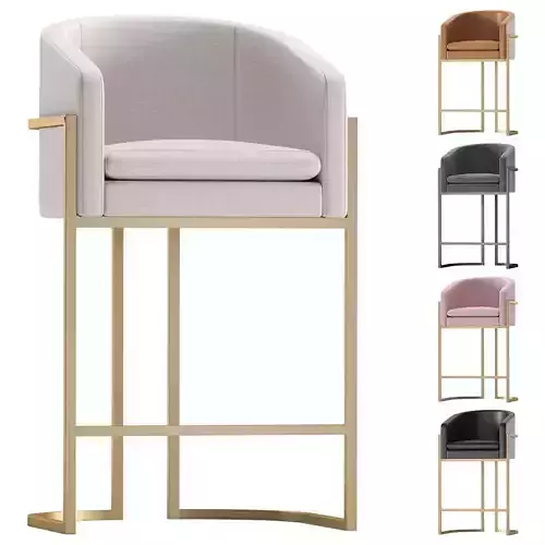 Bar Chair MADLEN Velvet and Leather Cazarina Interiors 5 set 3D model
