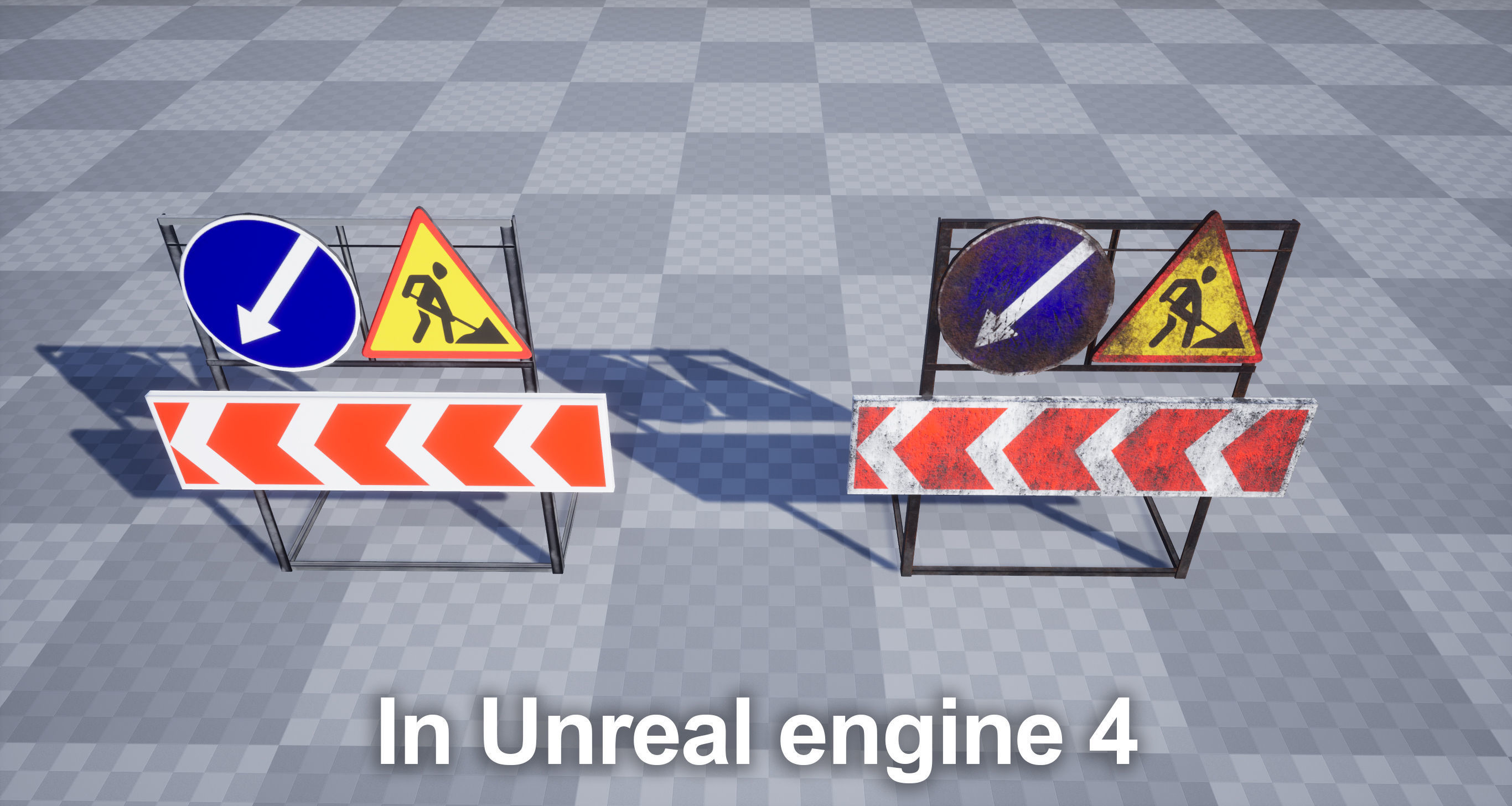 Traffic barriers Low-poly 3D model_25