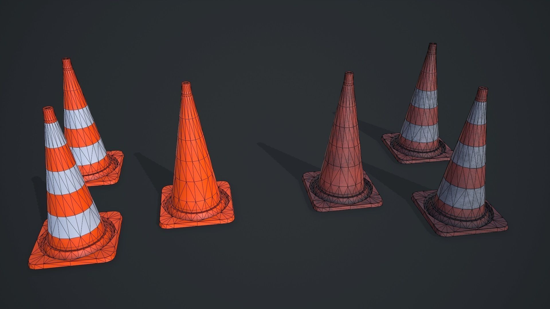 Traffic barriers Low-poly 3D model_10