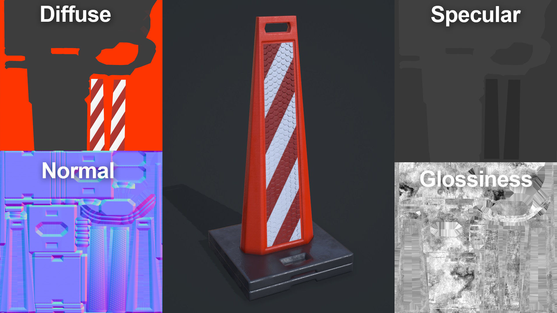 Traffic barriers Low-poly 3D model_18