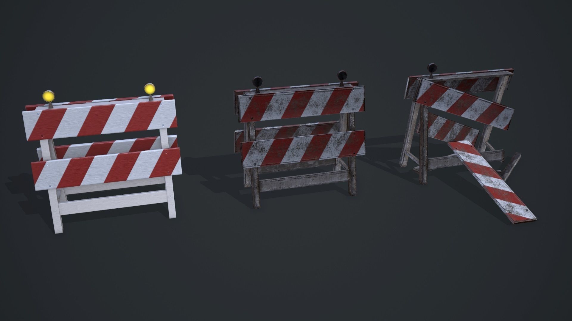 Traffic barriers Low-poly 3D model_17