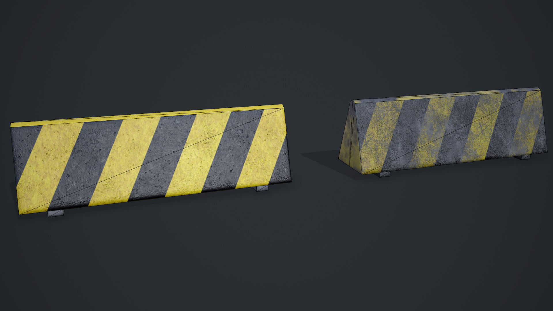 Traffic barriers Low-poly 3D model_8