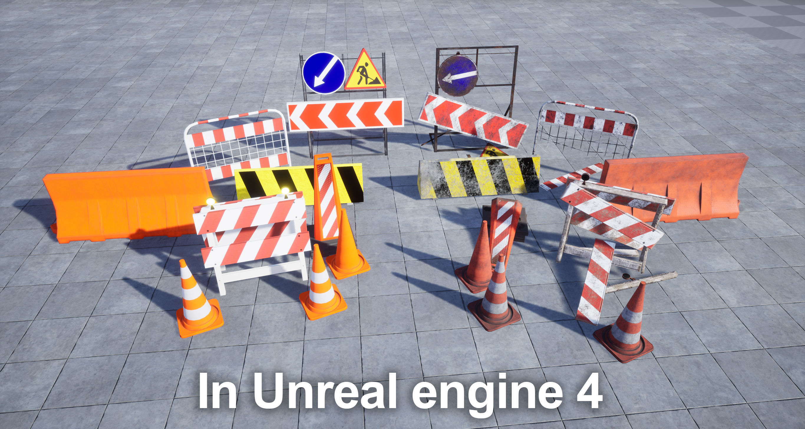 Traffic barriers Low-poly 3D model_21