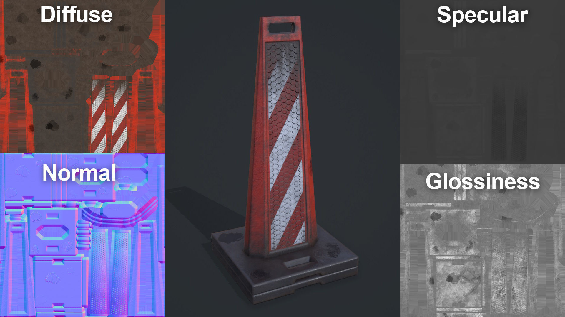 Traffic barriers Low-poly 3D model_19
