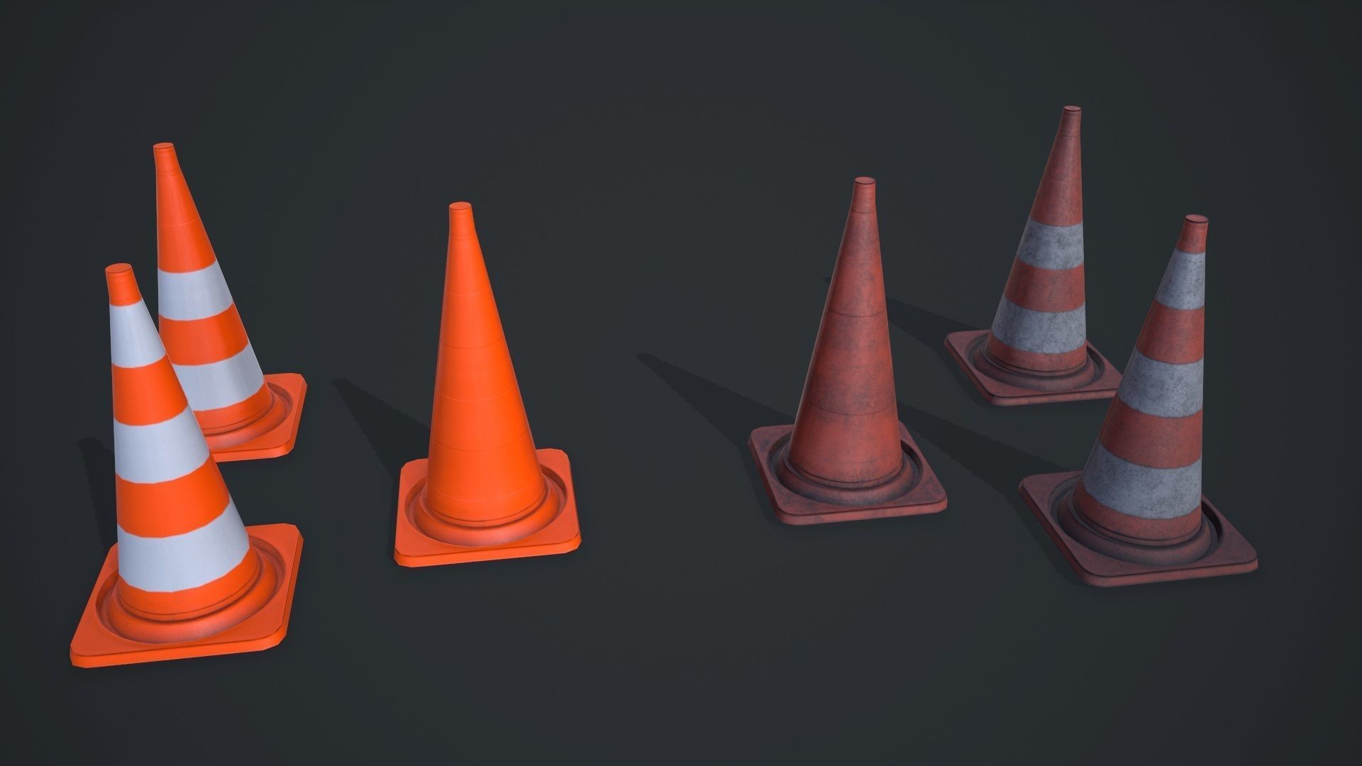 Traffic barriers Low-poly 3D model_9
