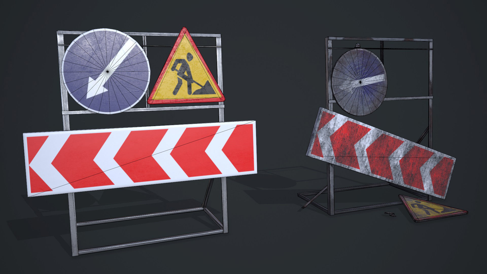 Traffic barriers Low-poly 3D model_12