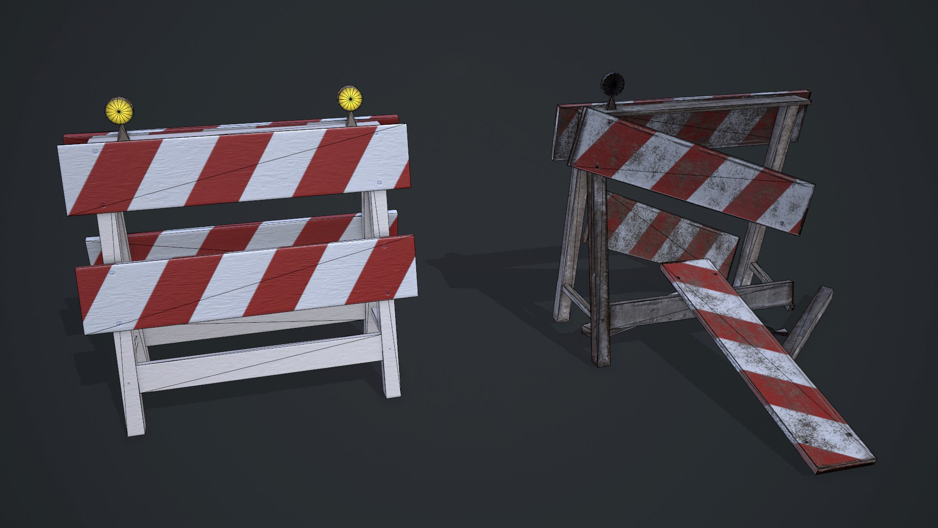 Traffic barriers Low-poly 3D model_4