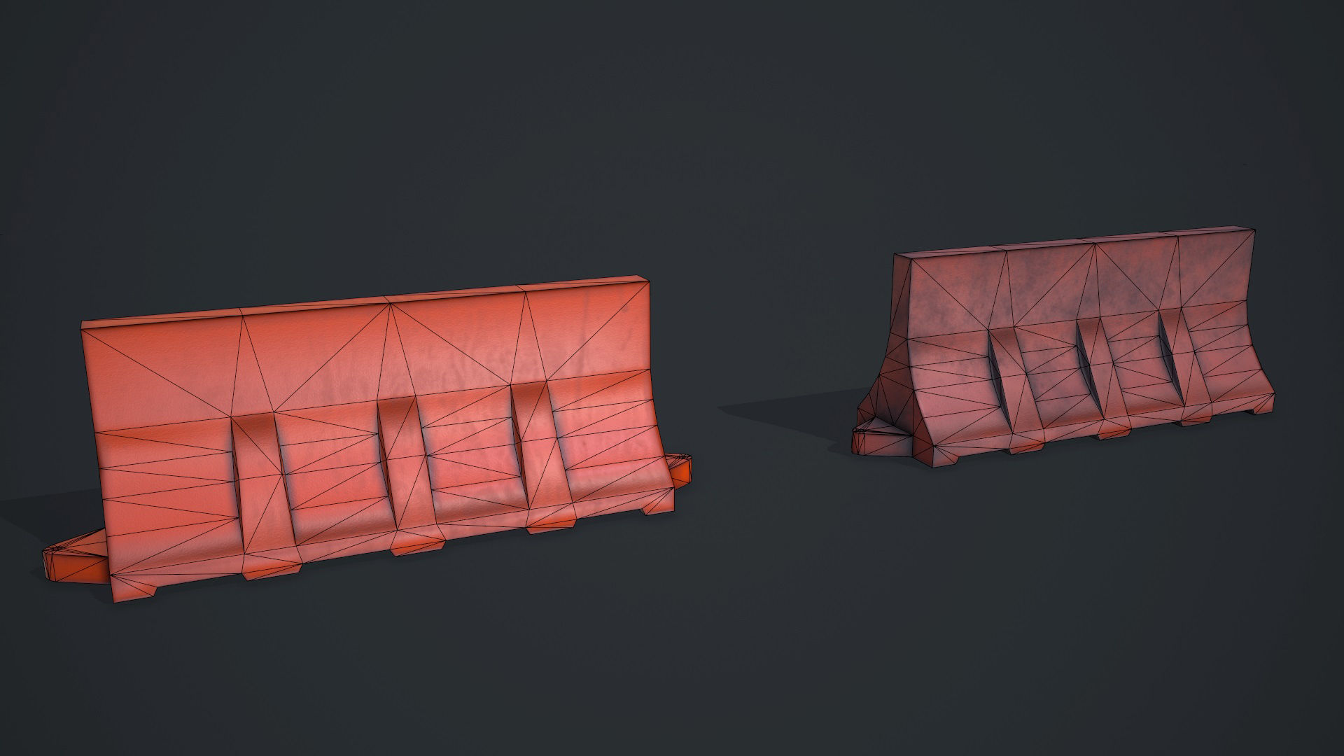 Traffic barriers Low-poly 3D model_16
