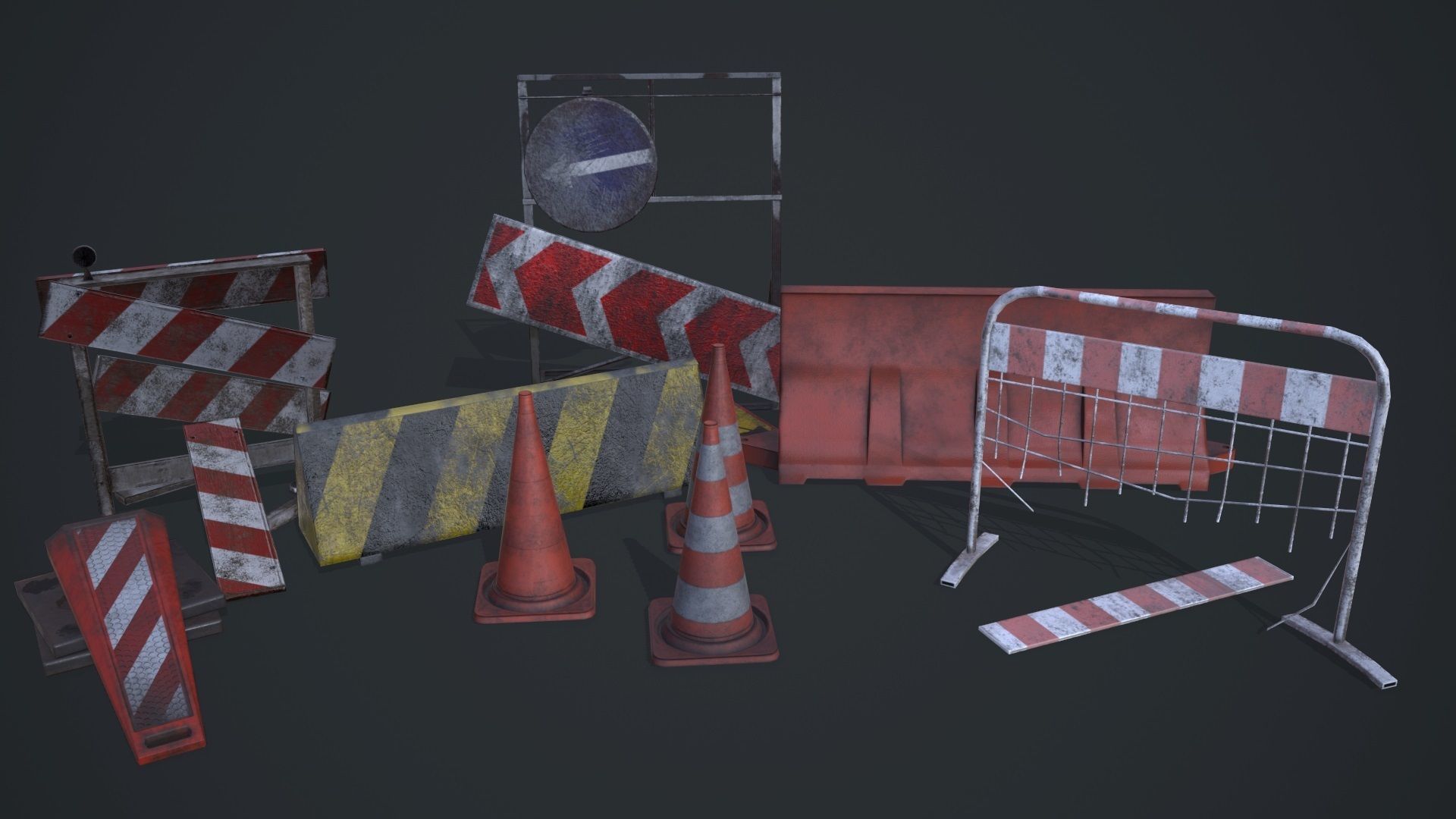 Traffic barriers Low-poly 3D model_2
