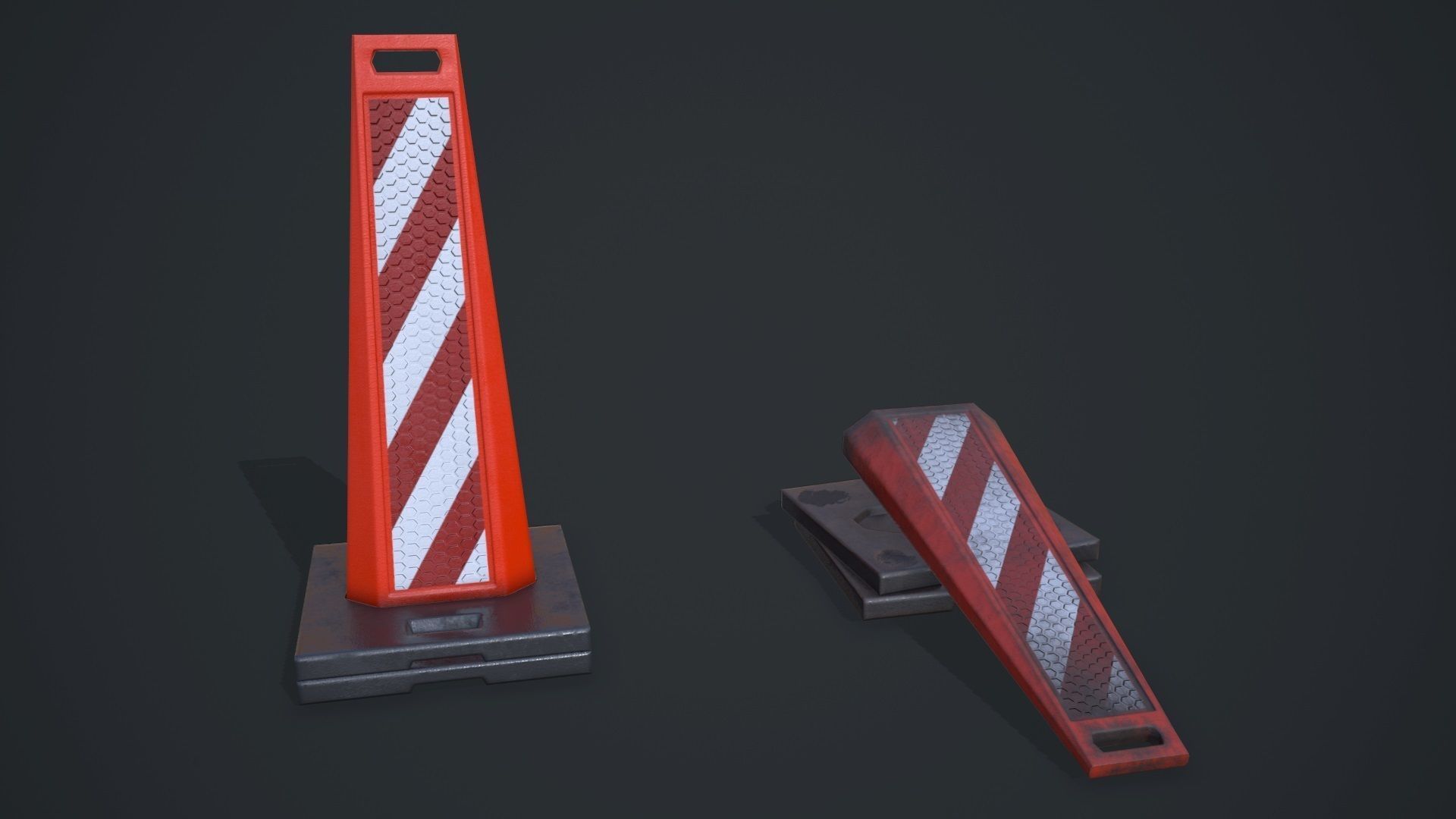 Traffic barriers Low-poly 3D model_5