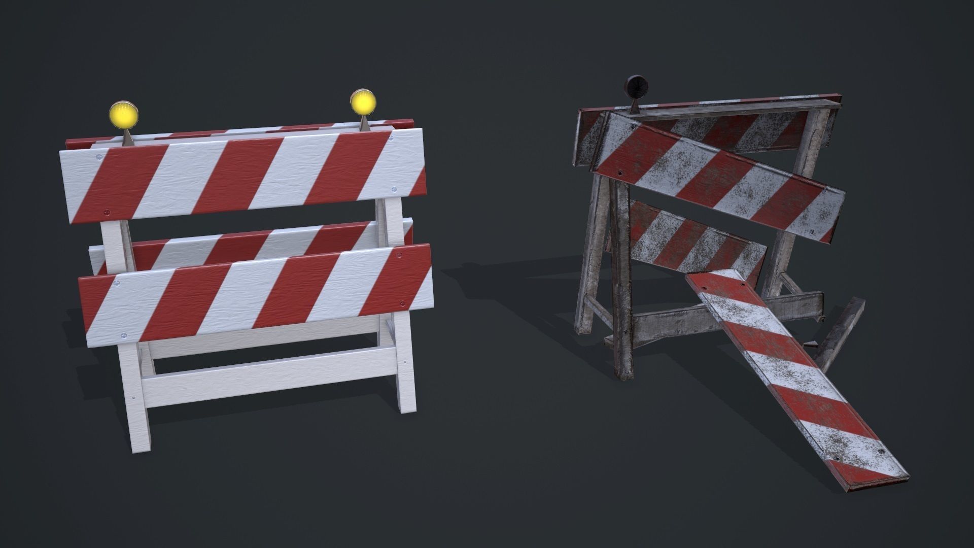 Traffic barriers Low-poly 3D model_3