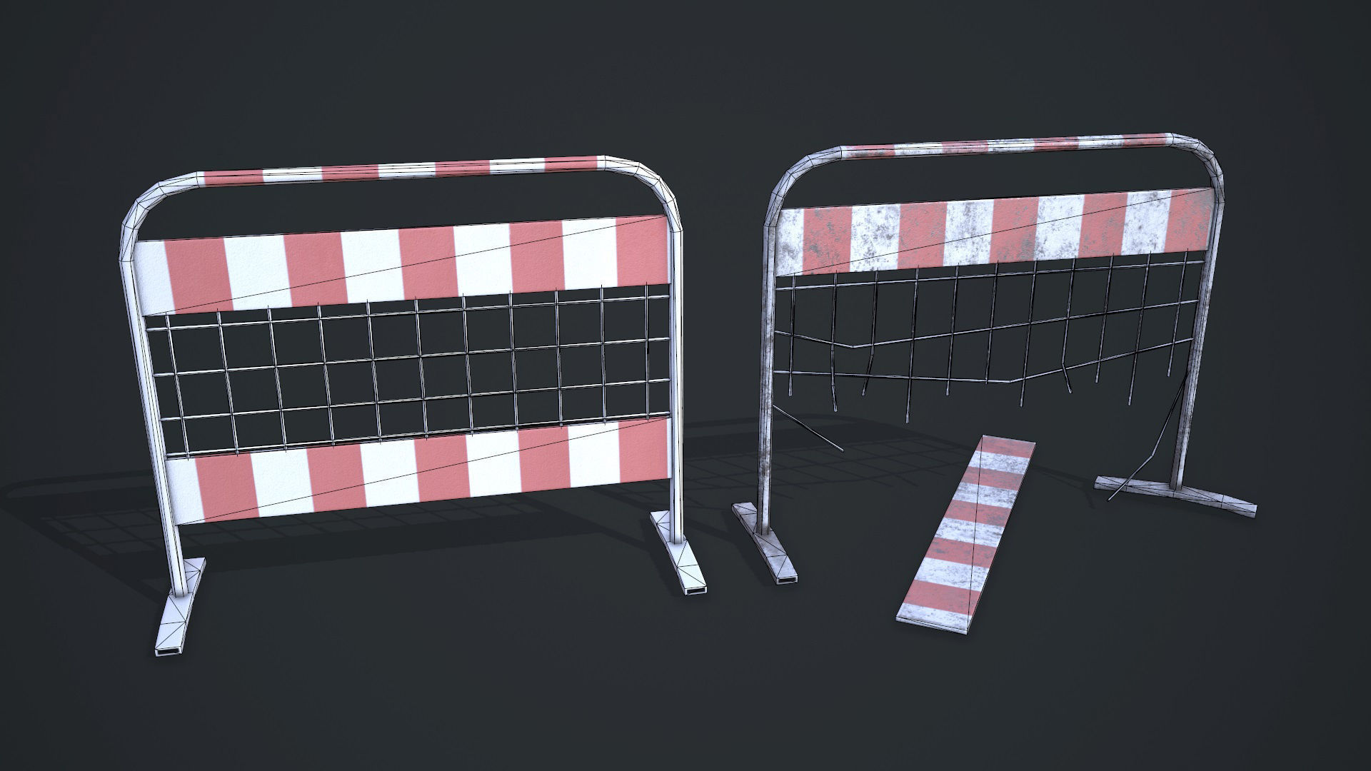 Traffic barriers Low-poly 3D model_14