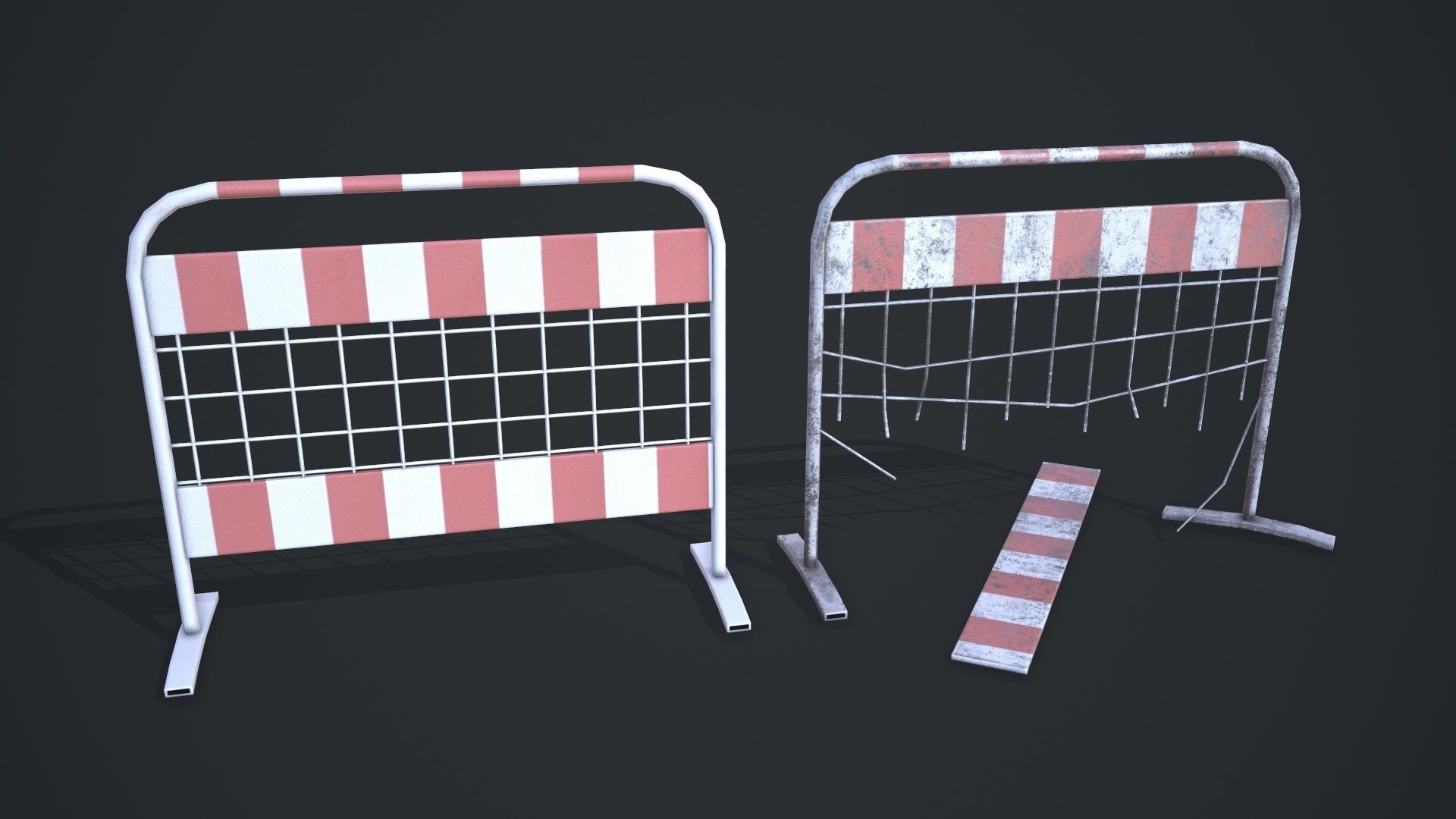 Traffic barriers Low-poly 3D model_13