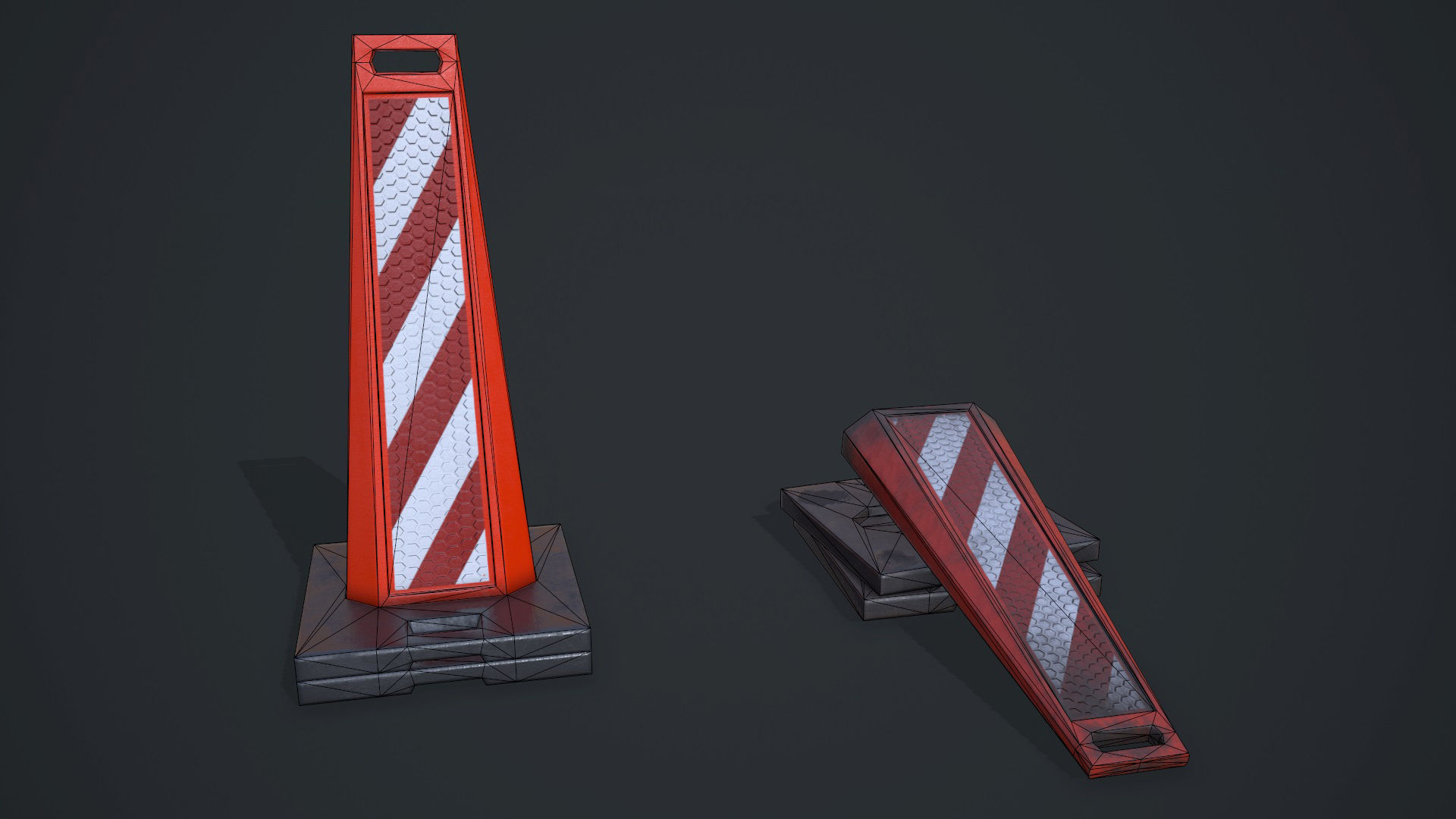 Traffic barriers Low-poly 3D model_6