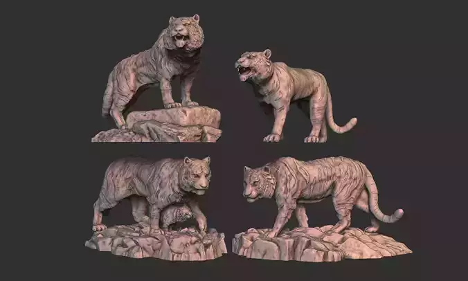 High Poly tiger printable Pack 3D model