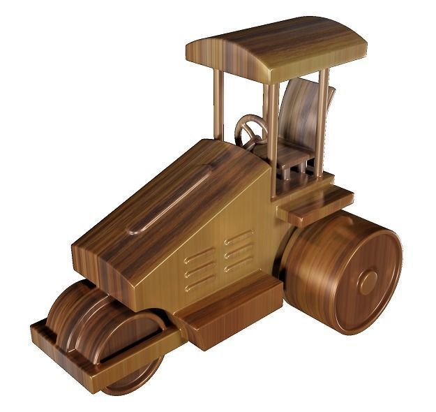 Wooden Road Roller Toy Low-poly 3D model_1