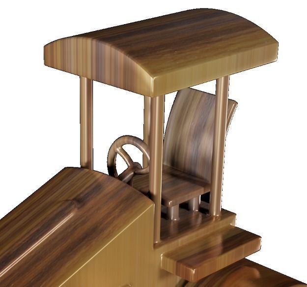 Wooden Road Roller Toy Low-poly 3D model_2